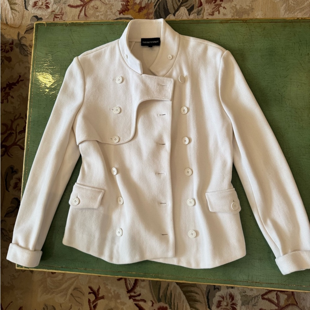 Emporio Armani White Trench Coat with Tailored Silhouette